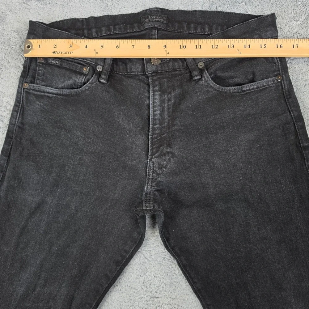 Polo Ralph Lauren Varick Slim Straight Jeans Mens 32x32 Black Faded Denim Pants
